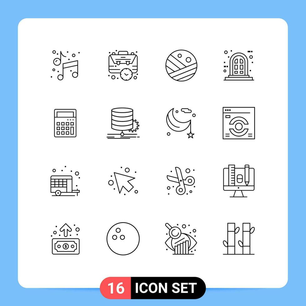16 Outline concept for Websites Mobile and Apps ecommerce window time panel strong hair Editable Vector Design Elements