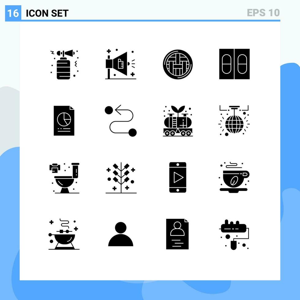 16 Thematic Vector Solid Glyphs and Editable Symbols of economy data food medical medicine Editable Vector Design Elements