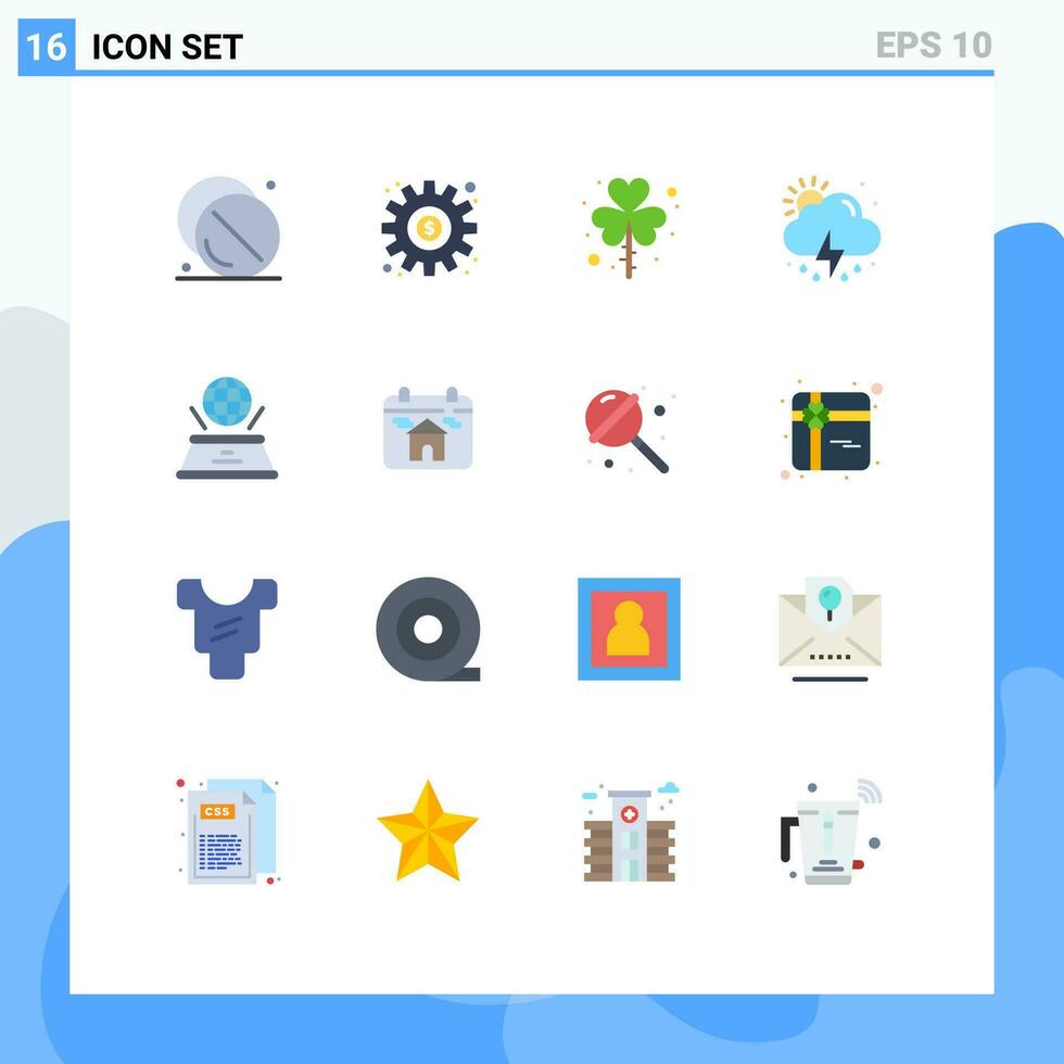 16 Creative Icons Modern Signs and Symbols of weather rain setting cloud saint Editable Pack of Creative Vector Design Elements