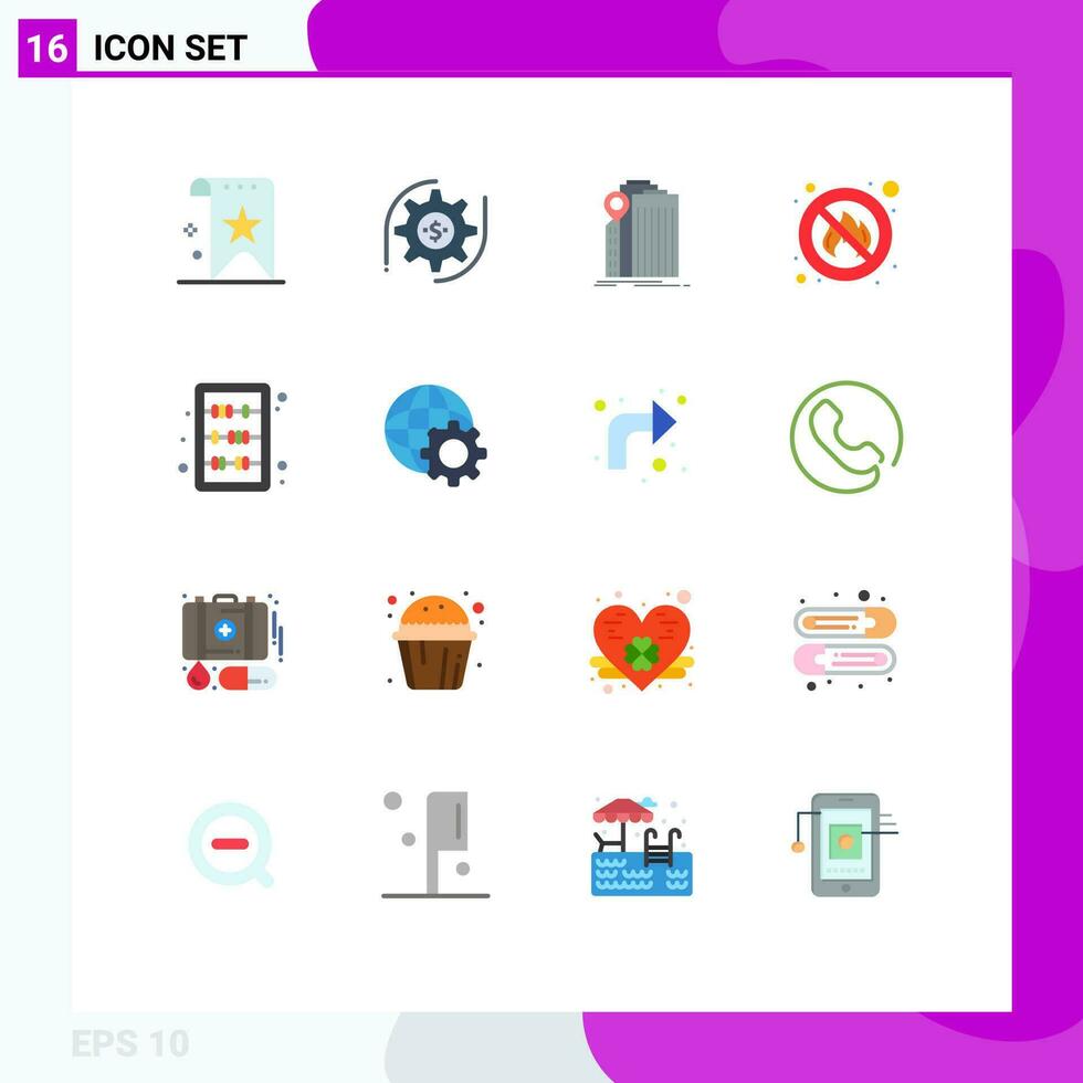 16 Flat Color concept for Websites Mobile and Apps place fire money fighter federal Editable Pack of Creative Vector Design Elements