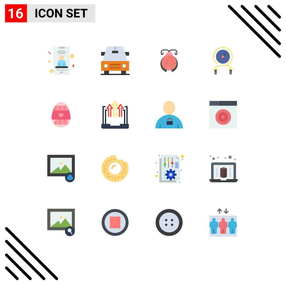 16 Creative Icons Modern Signs and Symbols of holiday easter egg ladybird training hiit Editable Pack of Creative Vector Design Elements