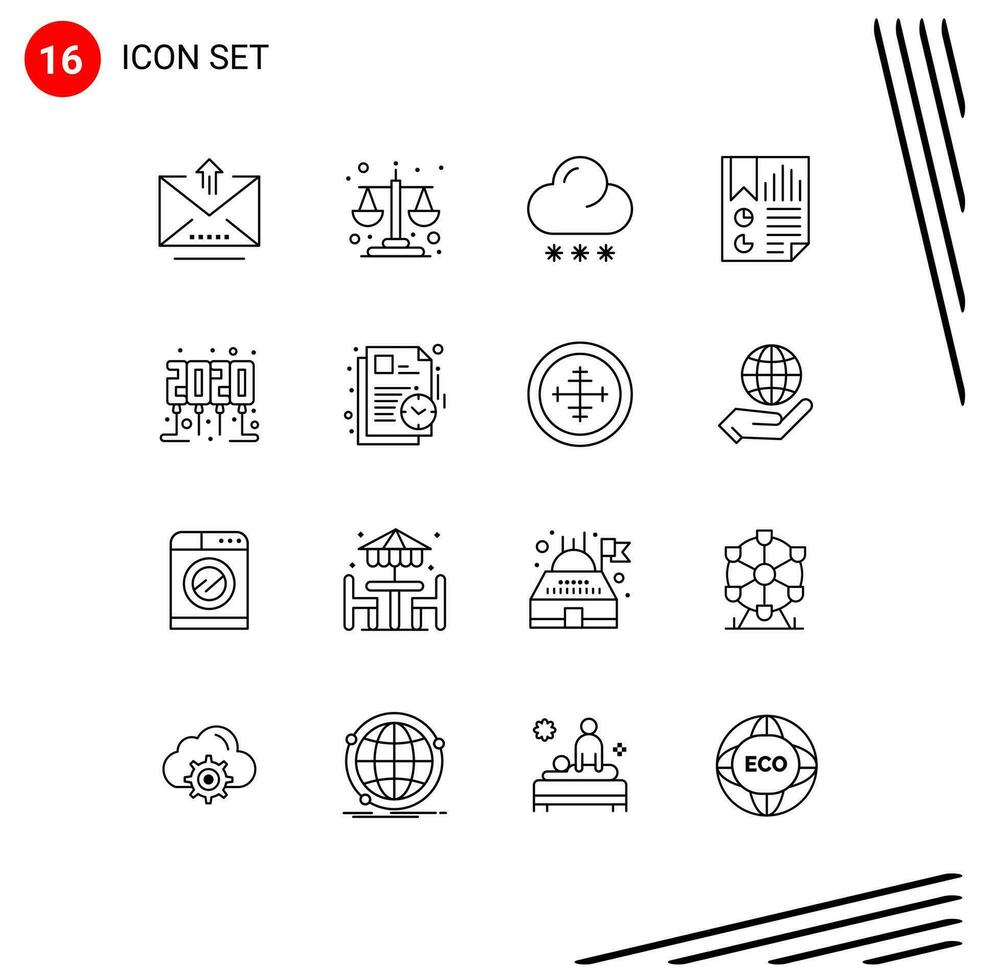 16 Creative Icons Modern Signs and Symbols of celebration page cloud document bookmark Editable Vector Design Elements