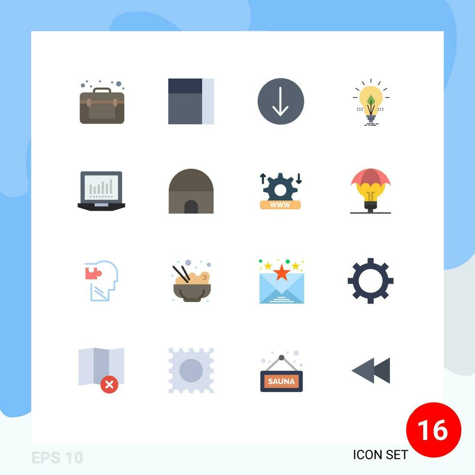 16 Creative Icons Modern Signs and Symbols of building computing down laptop energy Editable Pack of Creative Vector Design Elements