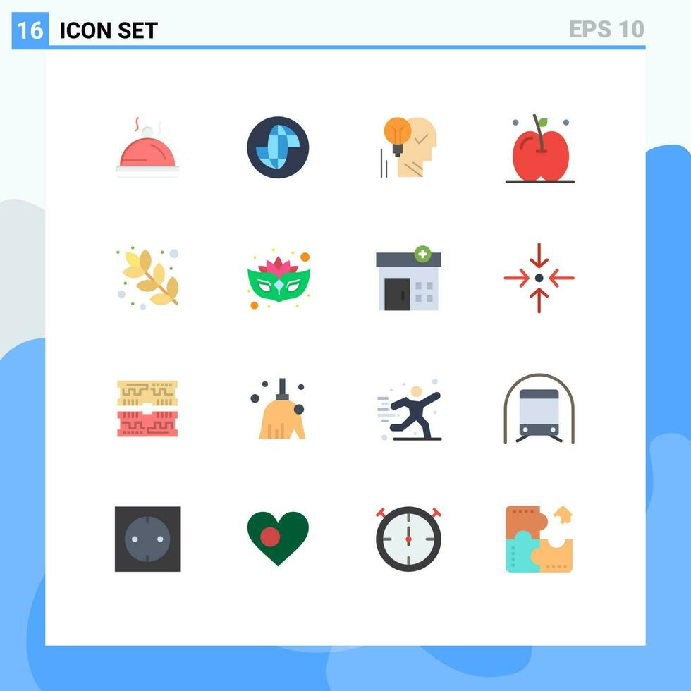 dieciséis plano color concepto para sitios web móvil y aplicaciones Fruta éxito creativo poder mente editable paquete de creativo vector diseño elementos