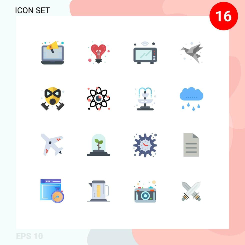 16 Flat Color concept for Websites Mobile and Apps paper folded internet bird wifi Editable Pack of Creative Vector Design Elements
