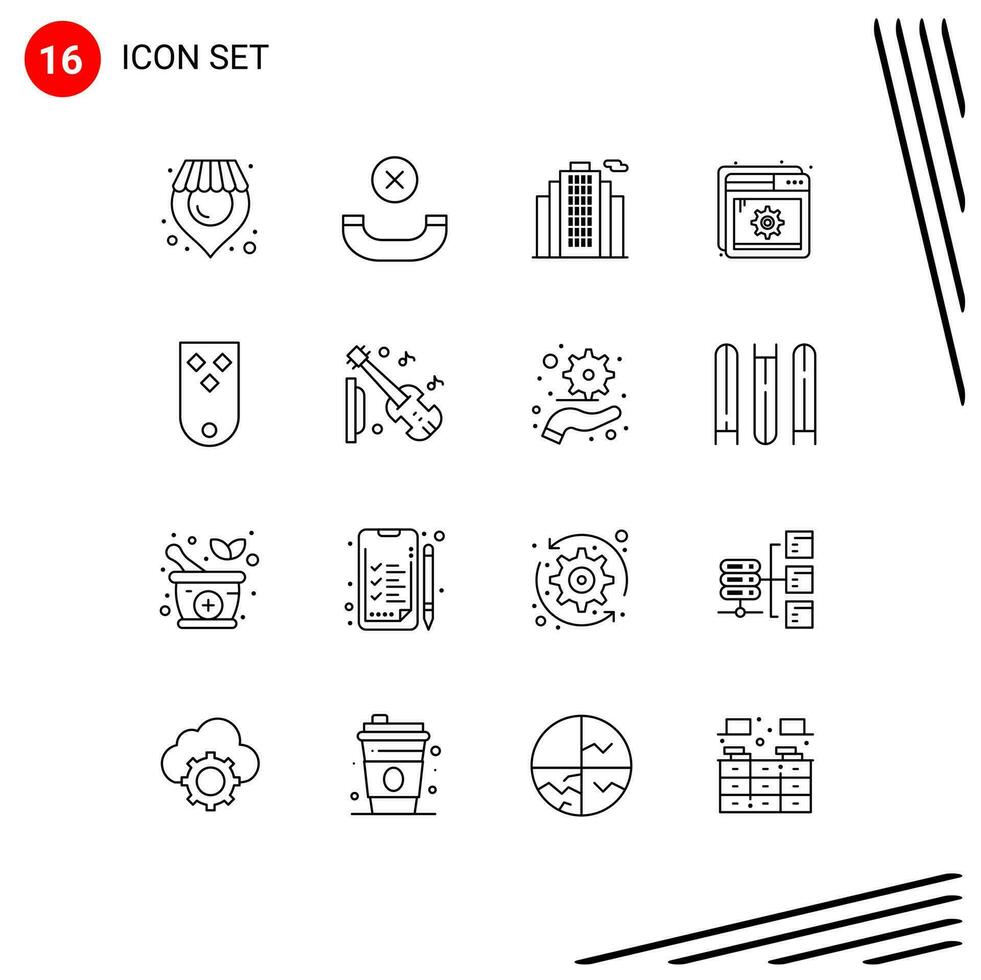 16 Outline concept for Websites Mobile and Apps three military real insignia setting Editable Vector Design Elements