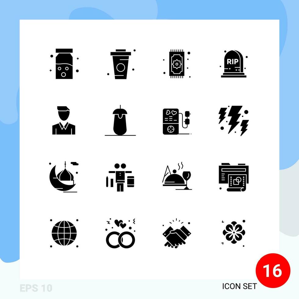 16 Creative Icons Modern Signs and Symbols of account rip food halloween islam Editable Vector Design Elements