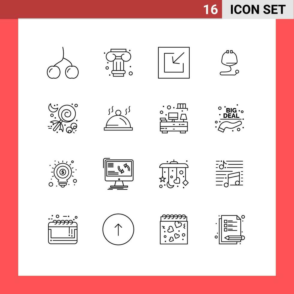 16 Thematic Vector Outlines and Editable Symbols of hotel halloween save celebration stethoscope Editable Vector Design Elements