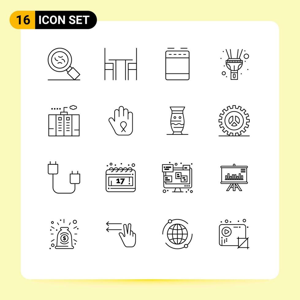 16 Outline concept for Websites Mobile and Apps energy electricity appliances torch flash Editable Vector Design Elements