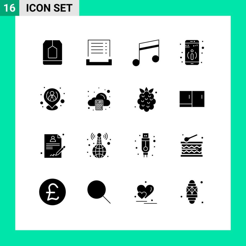 16 Thematic Vector Solid Glyphs and Editable Symbols of hr more receipt information song Editable Vector Design Elements