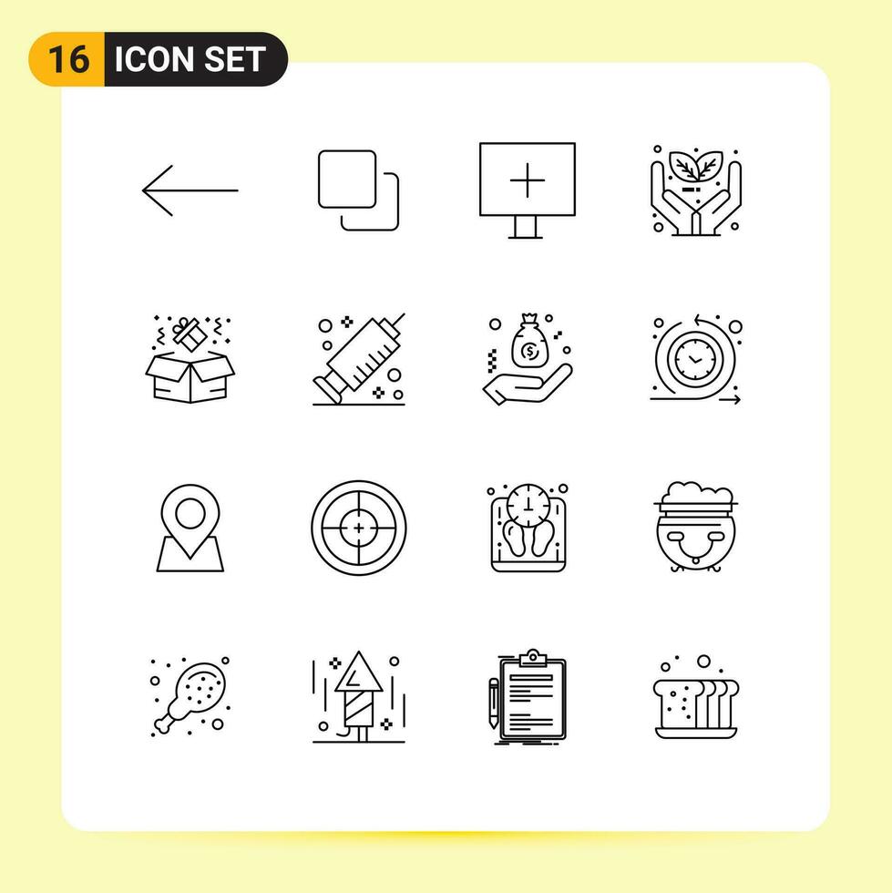 16 Thematic Vector Outlines and Editable Symbols of medicine box virus birthday investment Editable Vector Design Elements