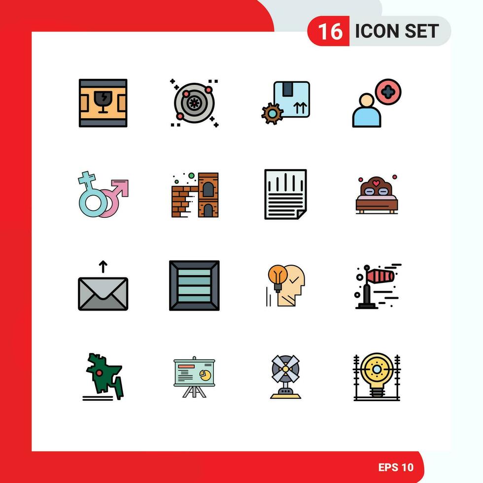 16 Flat Color Filled Line concept for Websites Mobile and Apps male venus premium product gender plus Editable Creative Vector Design Elements