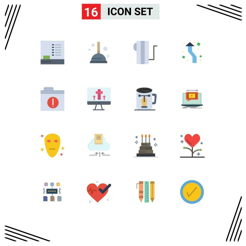 16 Creative Icons Modern Signs and Symbols of folder alert heat round up Editable Pack of Creative Vector Design Elements