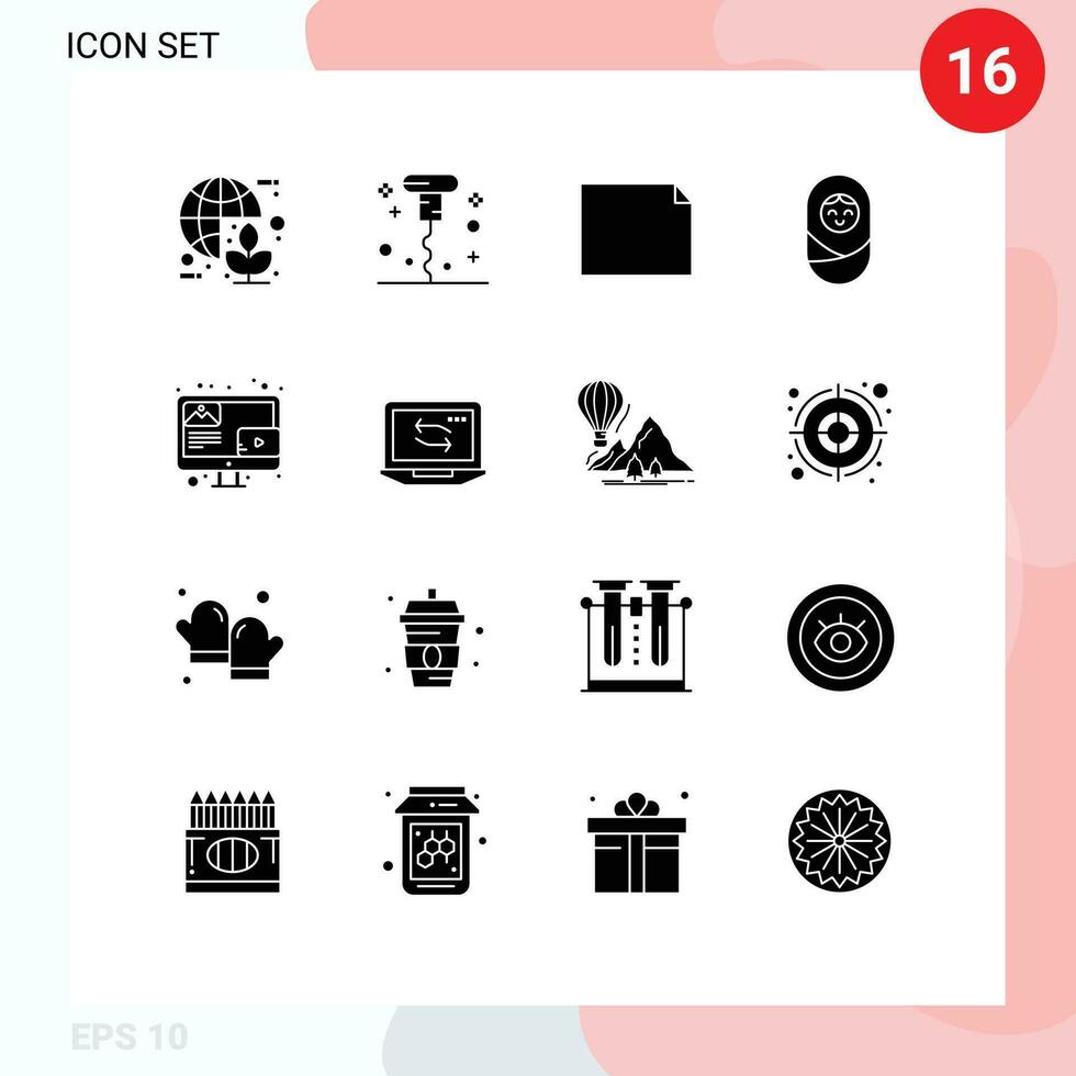 16 Creative Icons Modern Signs and Symbols of content blog opened girl baby Editable Vector Design Elements