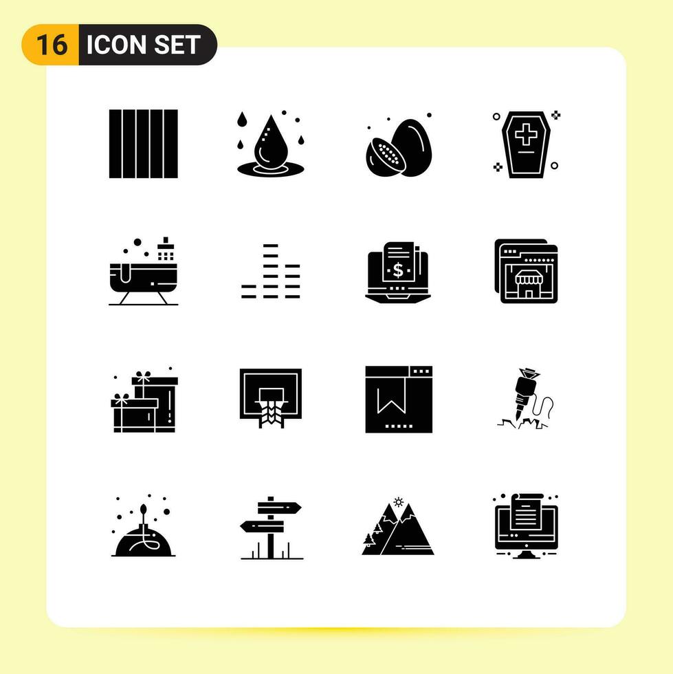 16 Creative Icons Modern Signs and Symbols of bathroom halloween casket fruit dreadful casket Editable Vector Design Elements