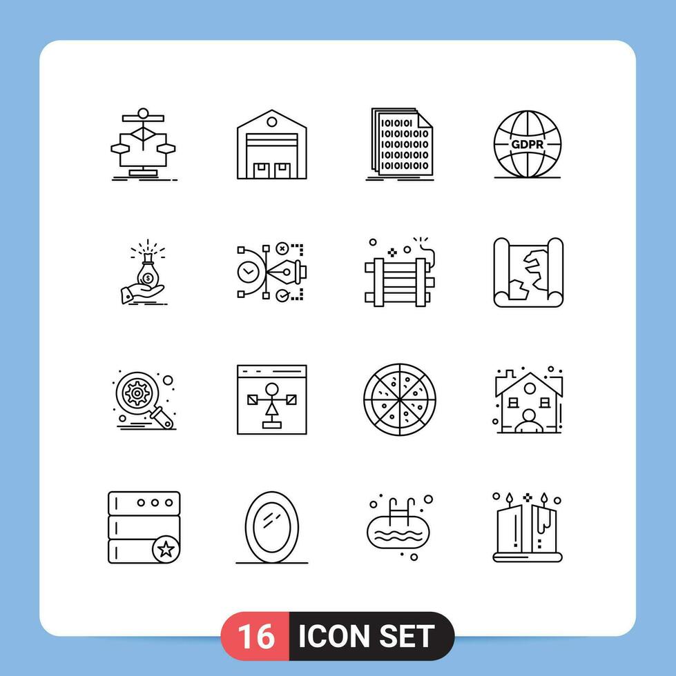 16 Creative Icons Modern Signs and Symbols of internet gdpr store document coding Editable Vector Design Elements
