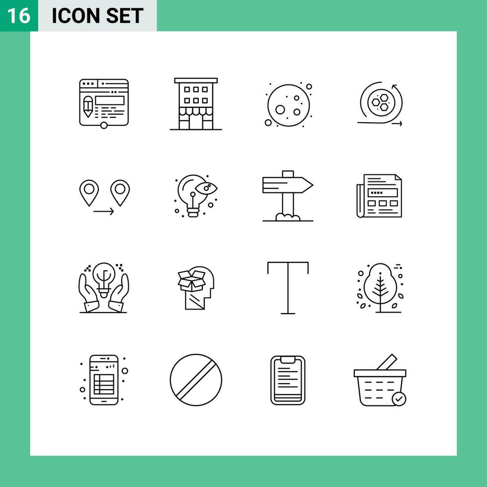 16 Creative Icons Modern Signs and Symbols of gps modeling shop front api planet Editable Vector Design Elements