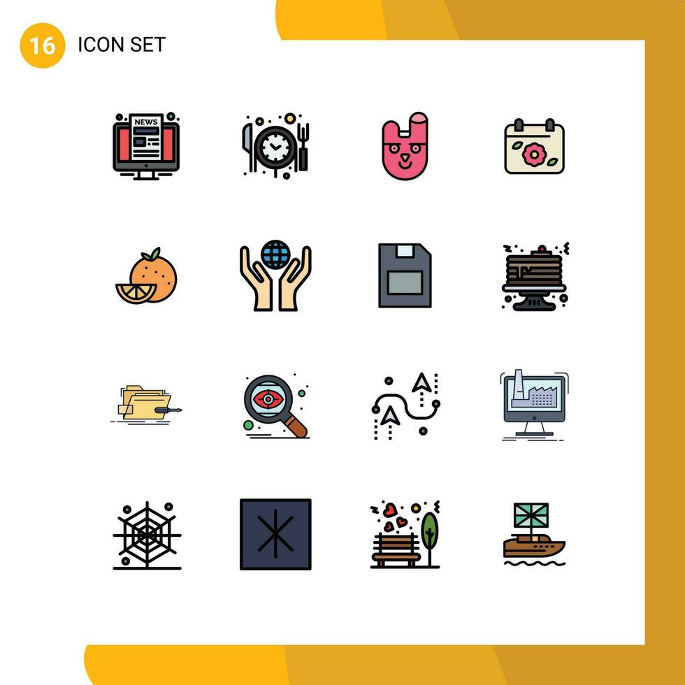 16 Creative Icons Modern Signs and Symbols of fruit orange bunny spring flower Editable Creative Vector Design Elements
