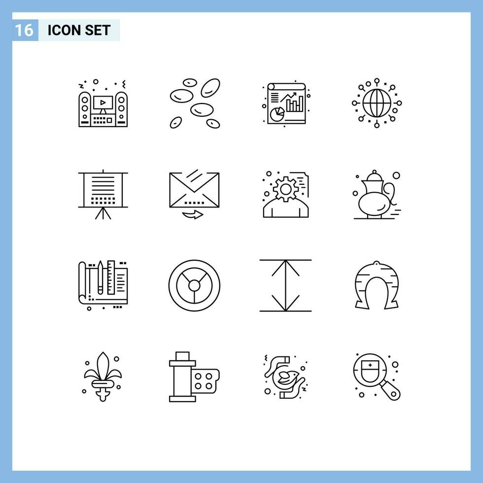 16 Creative Icons Modern Signs and Symbols of seo board white cells world global Editable Vector Design Elements