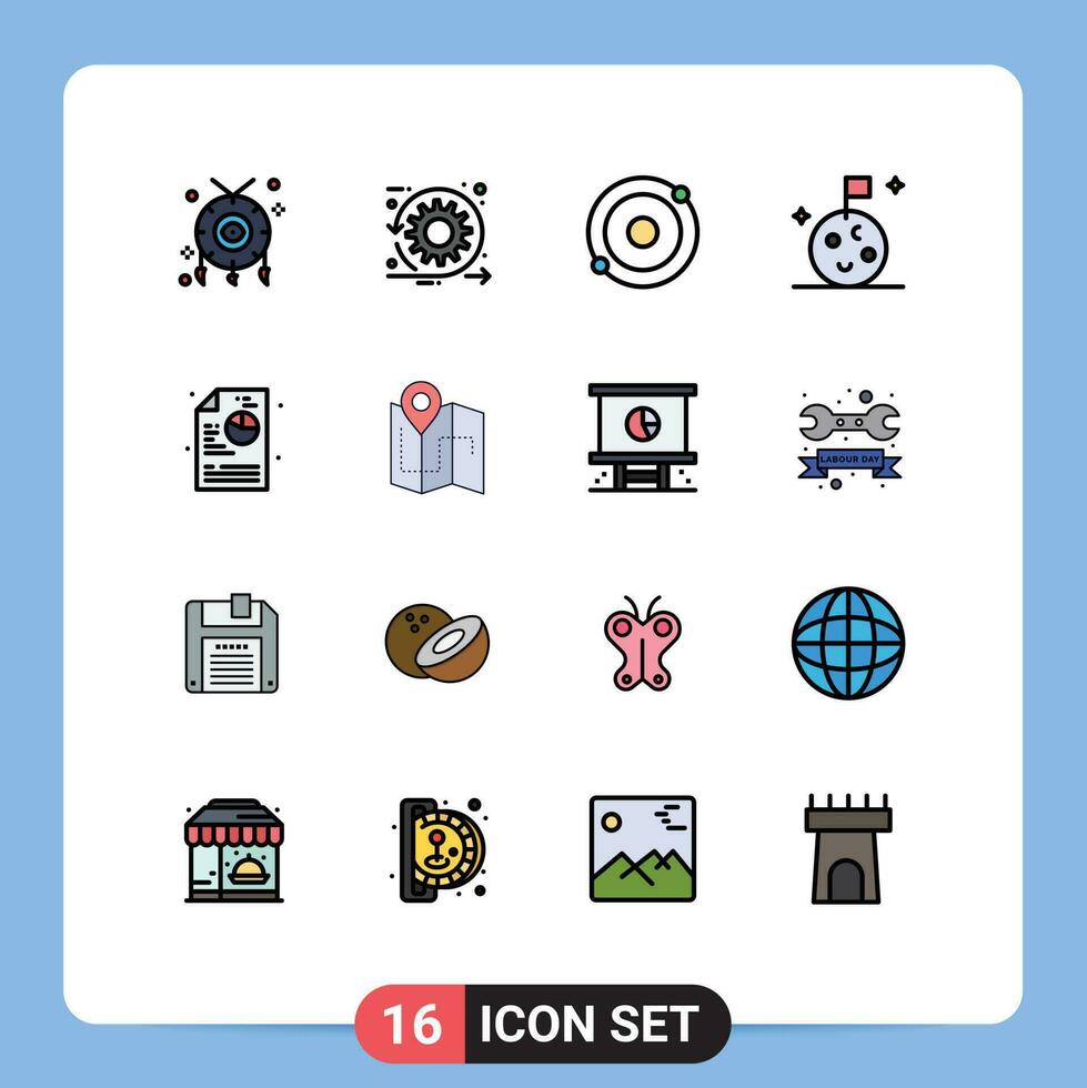 16 Creative Icons Modern Signs and Symbols of diagram creative time space flag Editable Creative Vector Design Elements