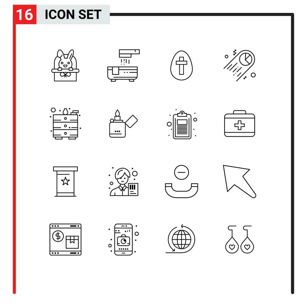 16 Creative Icons Modern Signs and Symbols of office space egg statistics chart Editable Vector Design Elements