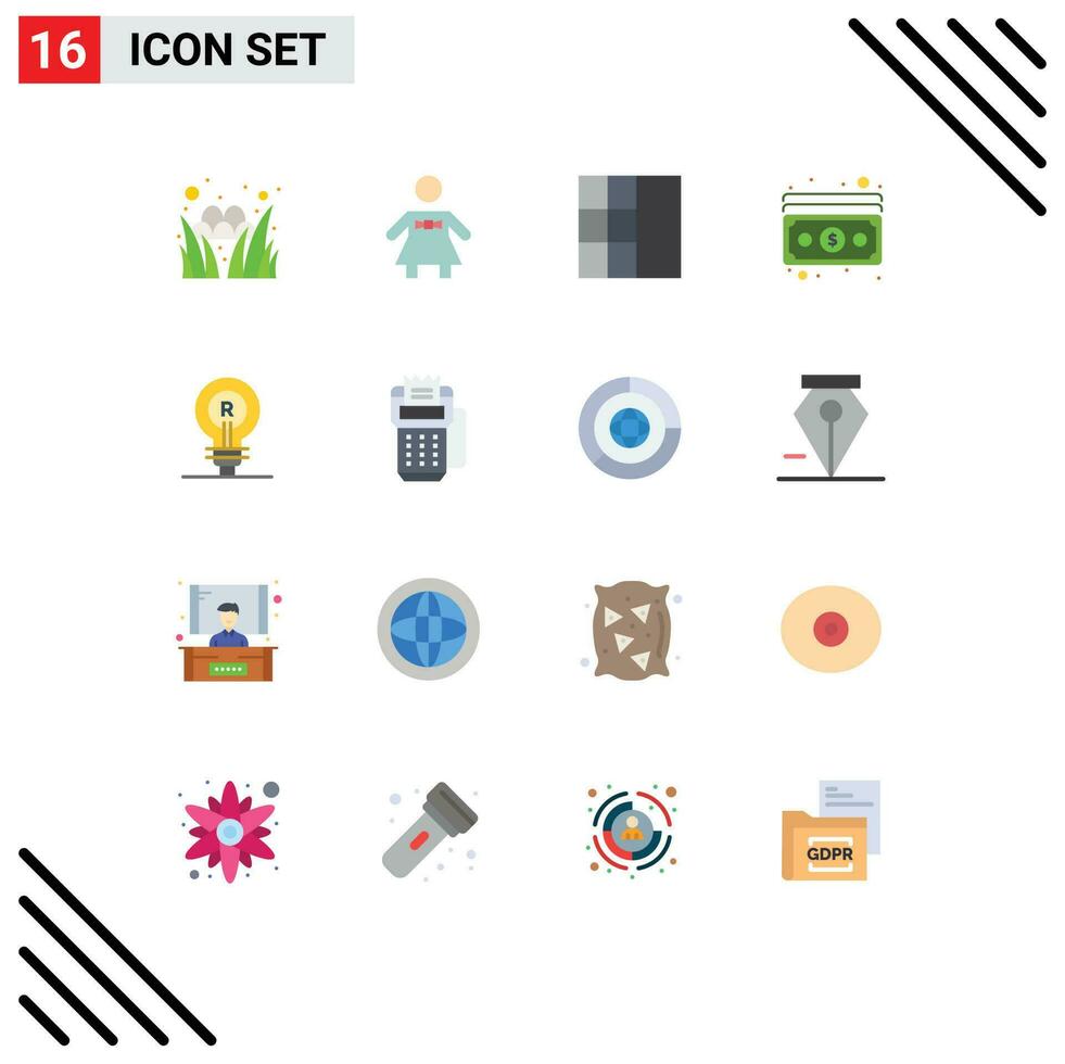 16 Creative Icons Modern Signs and Symbols of logo genuine wireframe concept payment Editable Pack of Creative Vector Design Elements