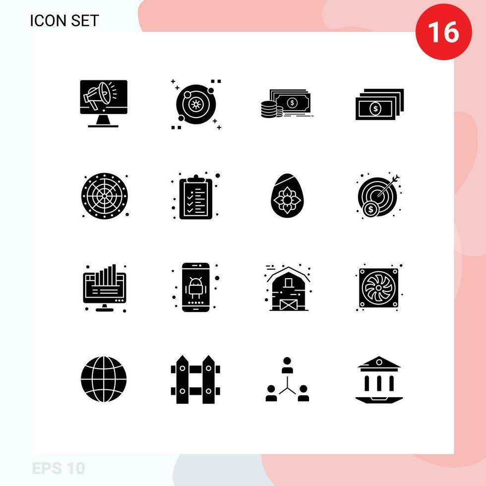16 Creative Icons Modern Signs and Symbols of game lucky finance cash dollar Editable Vector Design Elements