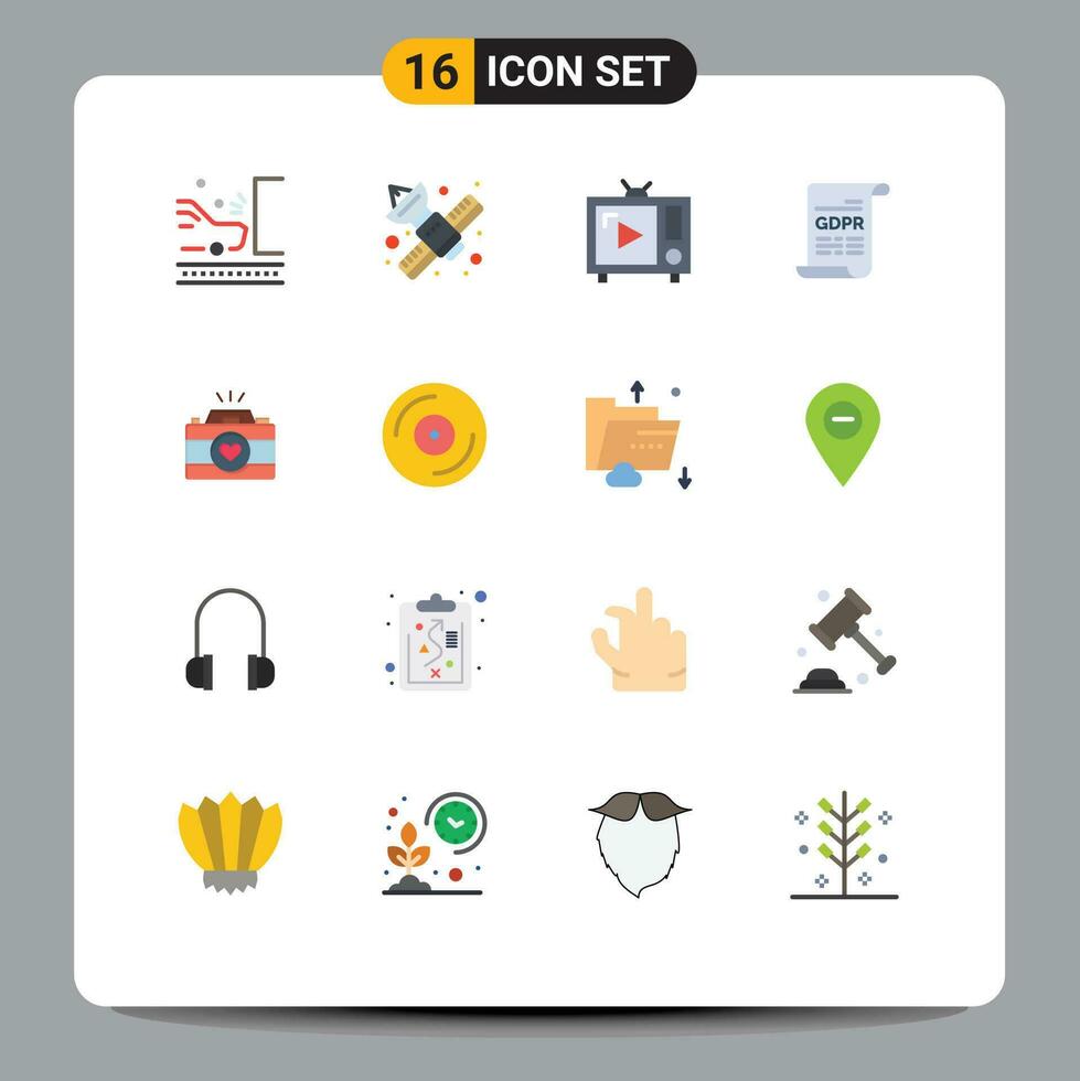 16 Creative Icons Modern Signs and Symbols of gdpr consent satellite vintage tv tv Editable Pack of Creative Vector Design Elements