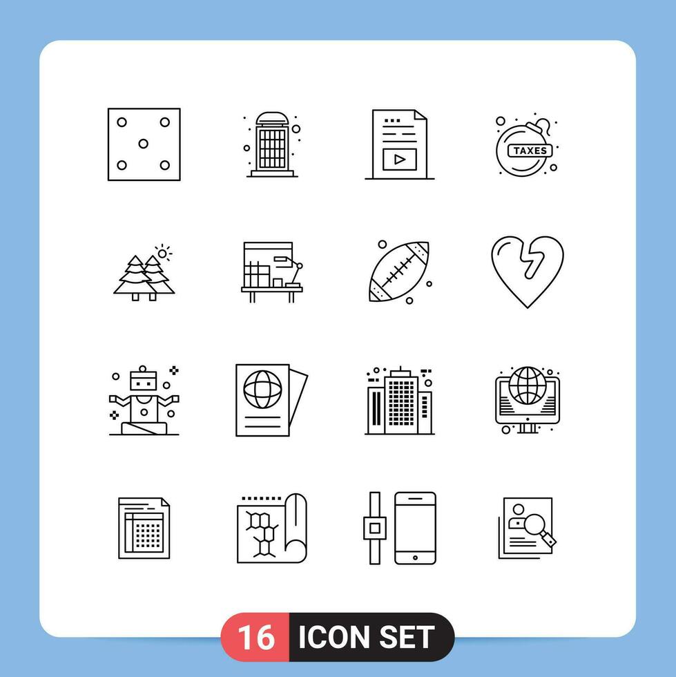 16 Creative Icons Modern Signs and Symbols of fir fiancca loan entertainment debt music Editable Vector Design Elements