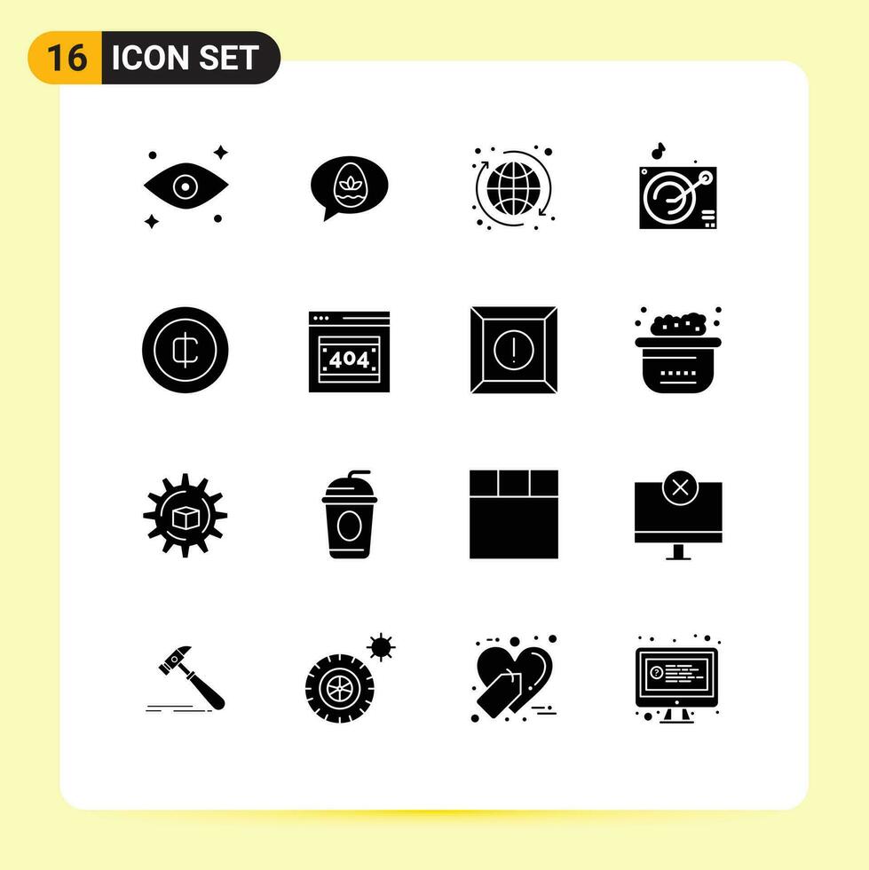 16 Creative Icons Modern Signs and Symbols of money coin seo cash gramophone Editable Vector Design Elements