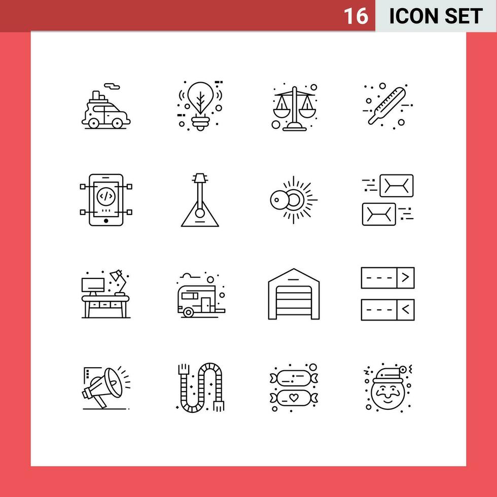 16 Thematic Vector Outlines and Editable Symbols of development mobile balance test health Editable Vector Design Elements