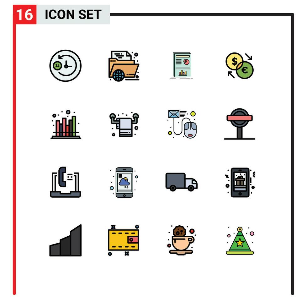 16 Creative Icons Modern Signs and Symbols of euro exchange online currency success Editable Creative Vector Design Elements