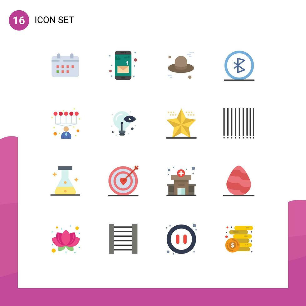 16 Flat Color concept for Websites Mobile and Apps personal skills wireless hat network communication Editable Pack of Creative Vector Design Elements