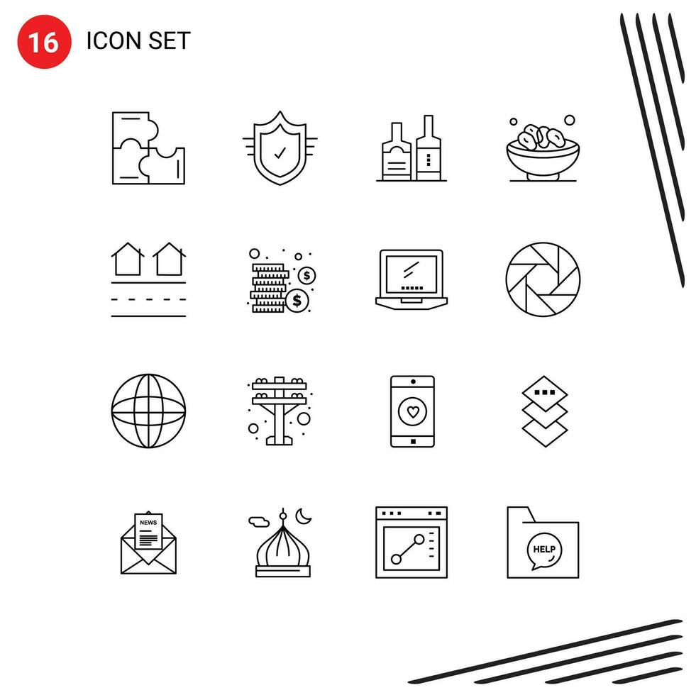 16 Thematic Vector Outlines and Editable Symbols of estate muslim alcohol islam bowl Editable Vector Design Elements