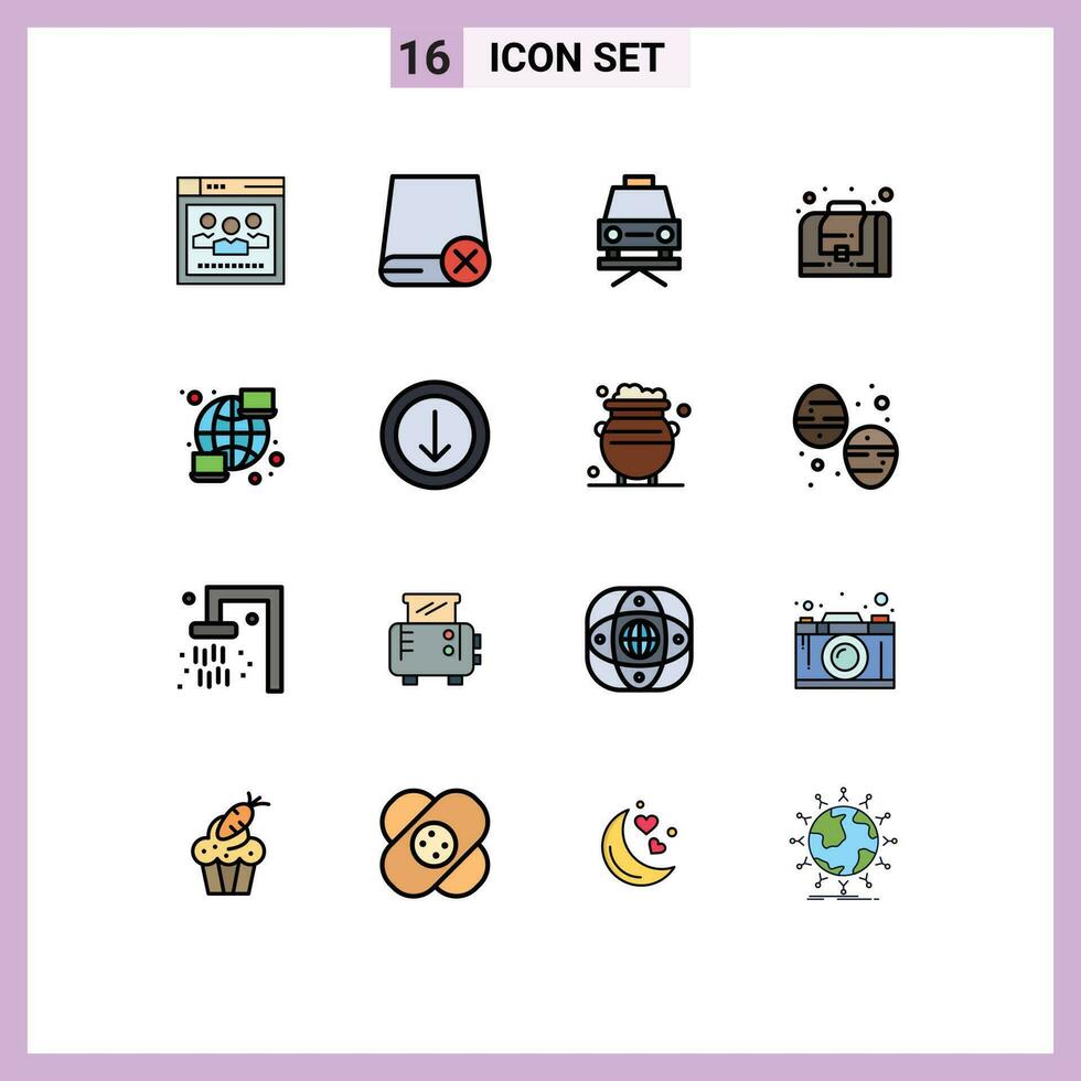 16 Creative Icons Modern Signs and Symbols of network global hardware bag business Editable Creative Vector Design Elements