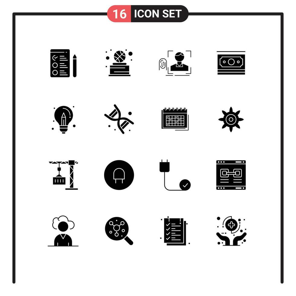 16 Creative Icons Modern Signs and Symbols of business motivation fingerprint money cash Editable Vector Design Elements