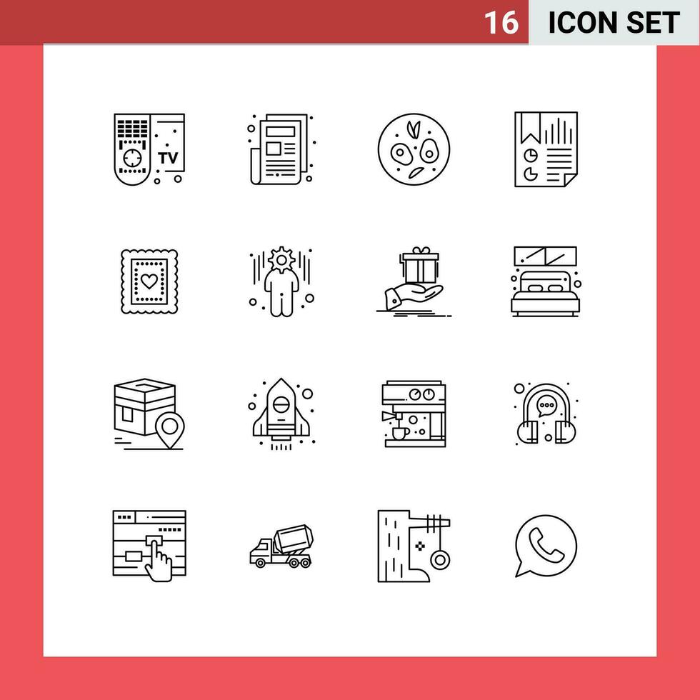 16 Creative Icons Modern Signs and Symbols of food biscuit food report document Editable Vector Design Elements