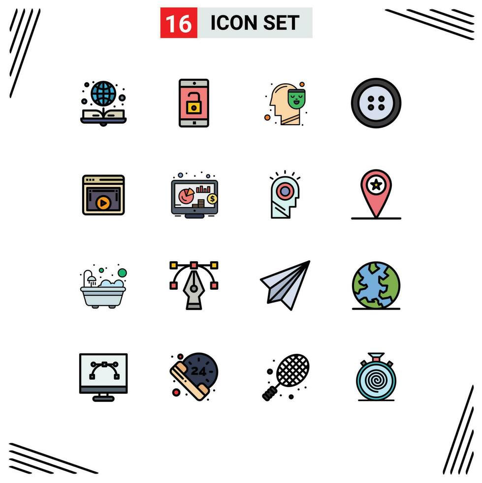 16 Creative Icons Modern Signs and Symbols of video display human page button Editable Creative Vector Design Elements