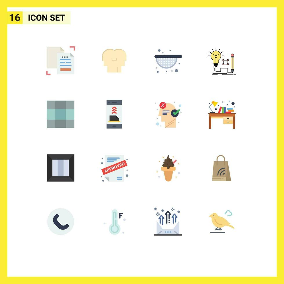 16 Flat Color concept for Websites Mobile and Apps grid lamp head key idea Editable Pack of Creative Vector Design Elements