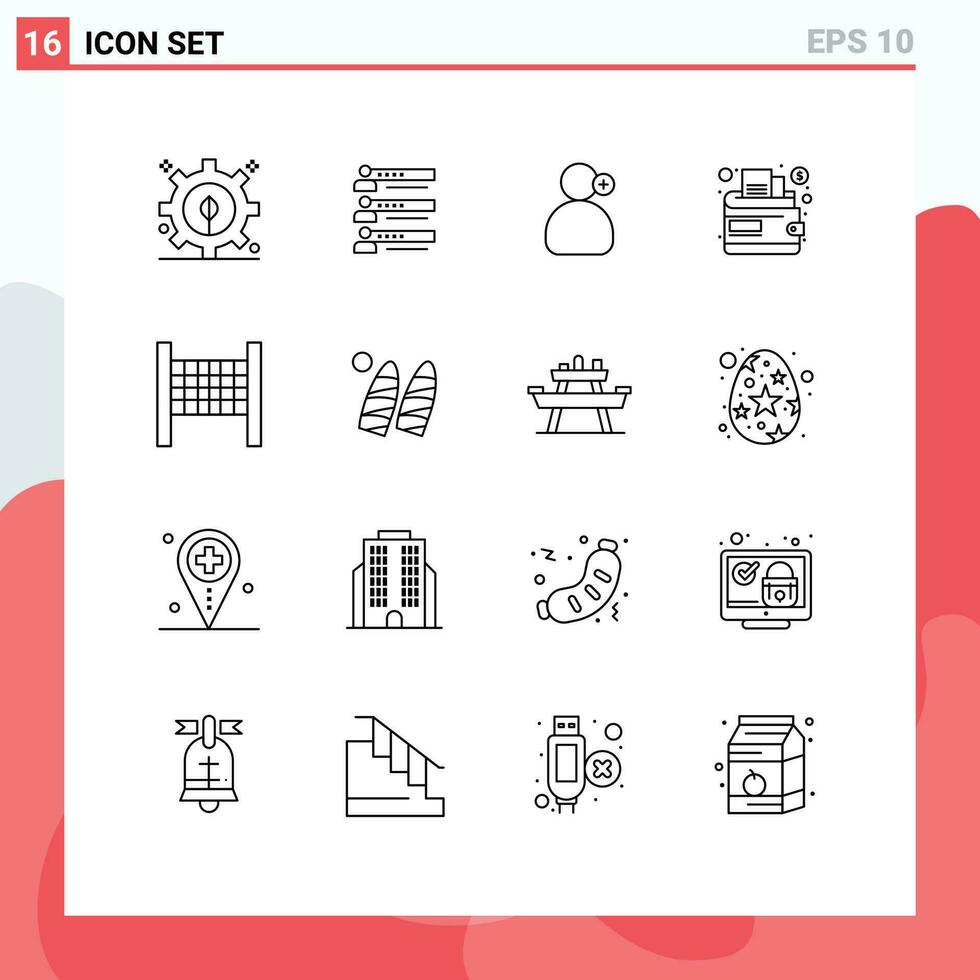 16 Outline concept for Websites Mobile and Apps net money statistics cash working Editable Vector Design Elements
