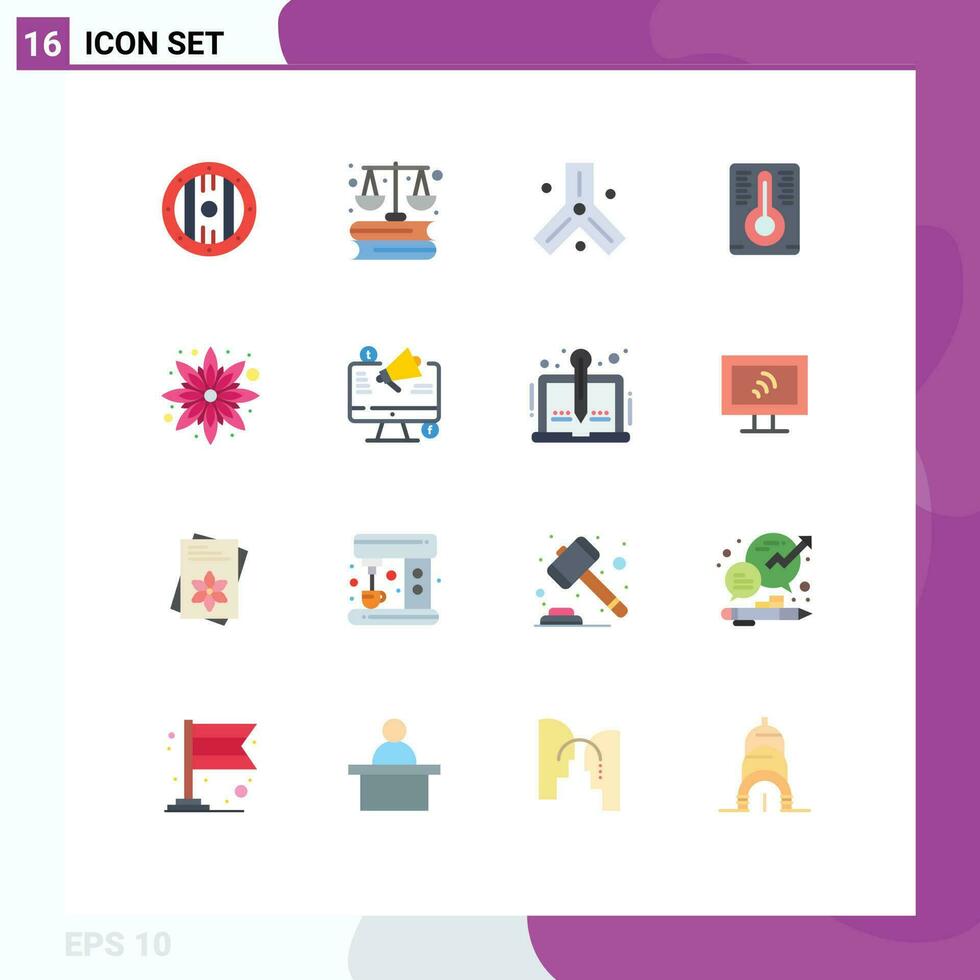 16 Creative Icons Modern Signs and Symbols of marketing sunflower biology flower temperature Editable Pack of Creative Vector Design Elements