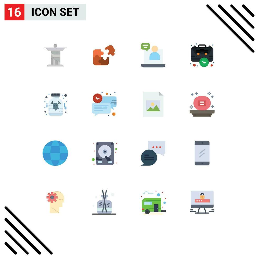 16 Creative Icons Modern Signs and Symbols of management business piece bag conversation Editable Pack of Creative Vector Design Elements
