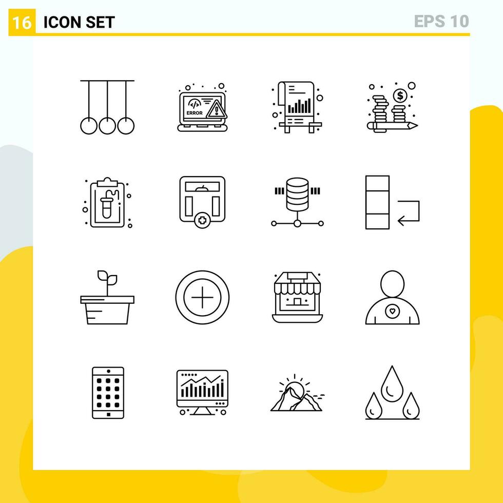 16 Thematic Vector Outlines and Editable Symbols of clipboard investment error coins file Editable Vector Design Elements