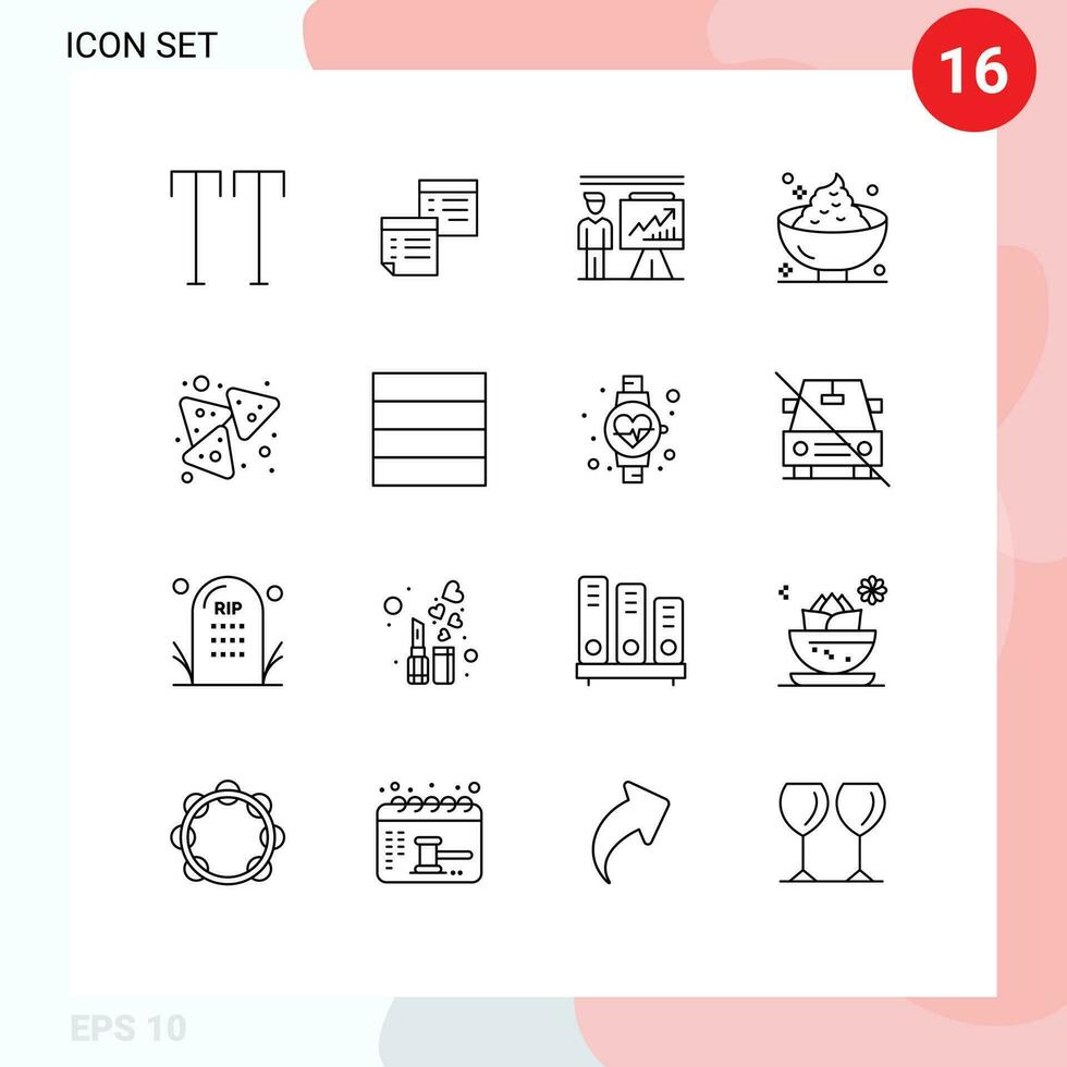 16 Thematic Vector Outlines and Editable Symbols of holiday dinner pages report presentation Editable Vector Design Elements