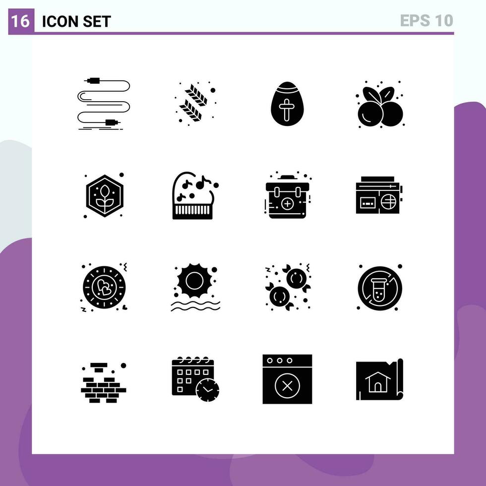 16 Creative Icons Modern Signs and Symbols of summer fruit quinn feather food holidays Editable Vector Design Elements