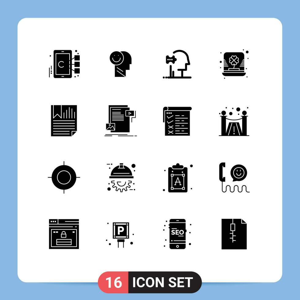 16 Creative Icons Modern Signs and Symbols of shamrock irish optimism hat solutions Editable Vector Design Elements