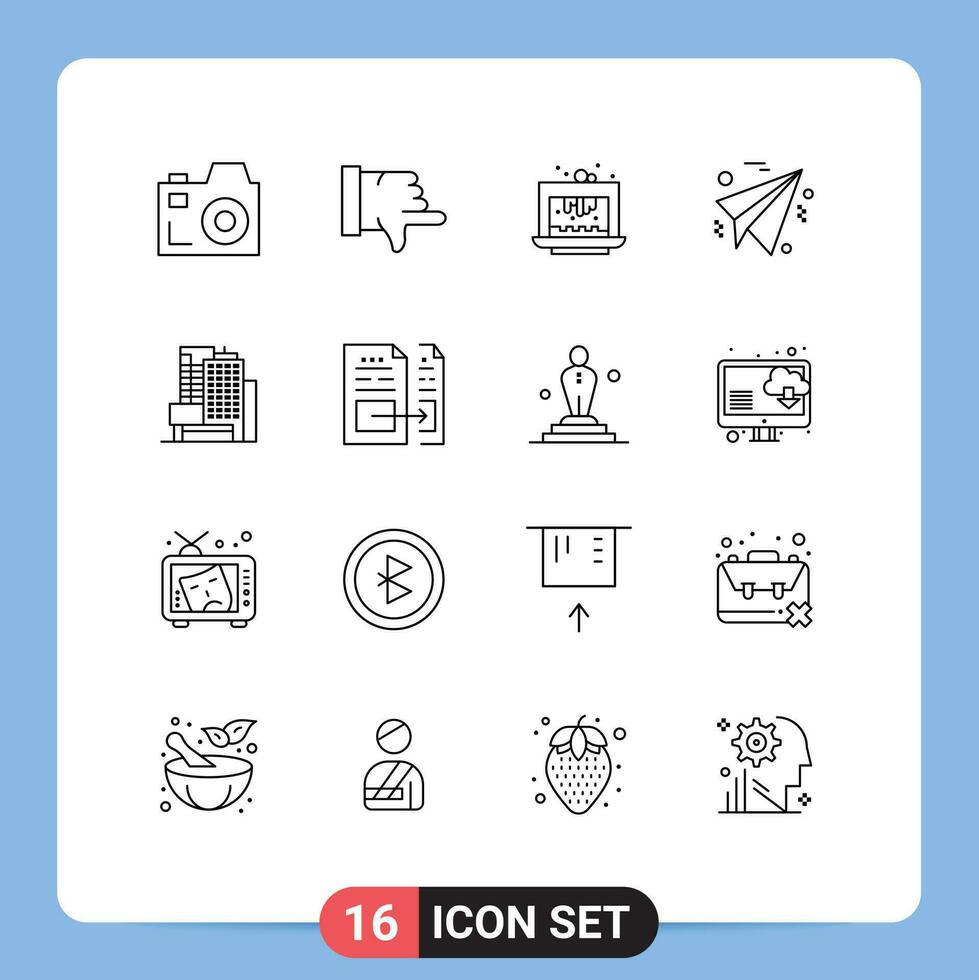 16 Creative Icons Modern Signs and Symbols of account business cafe building plane Editable Vector Design Elements