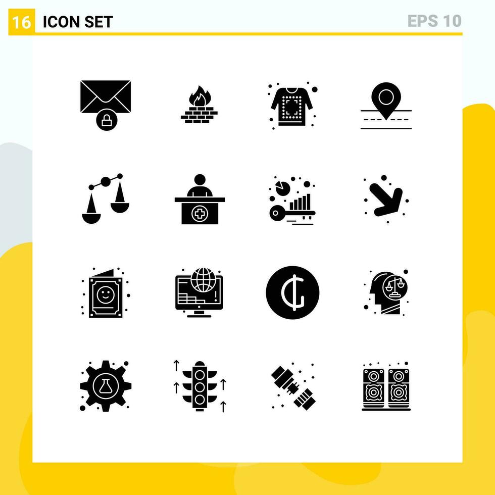 16 Creative Icons Modern Signs and Symbols of justice map print way road Editable Vector Design Elements