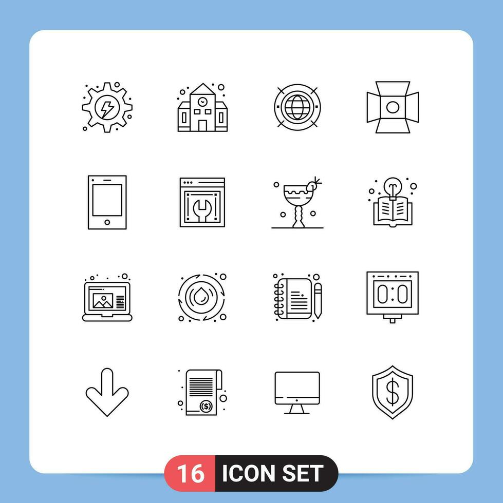 16 Thematic Vector Outlines and Editable Symbols of devices photography back to school photo computing Editable Vector Design Elements