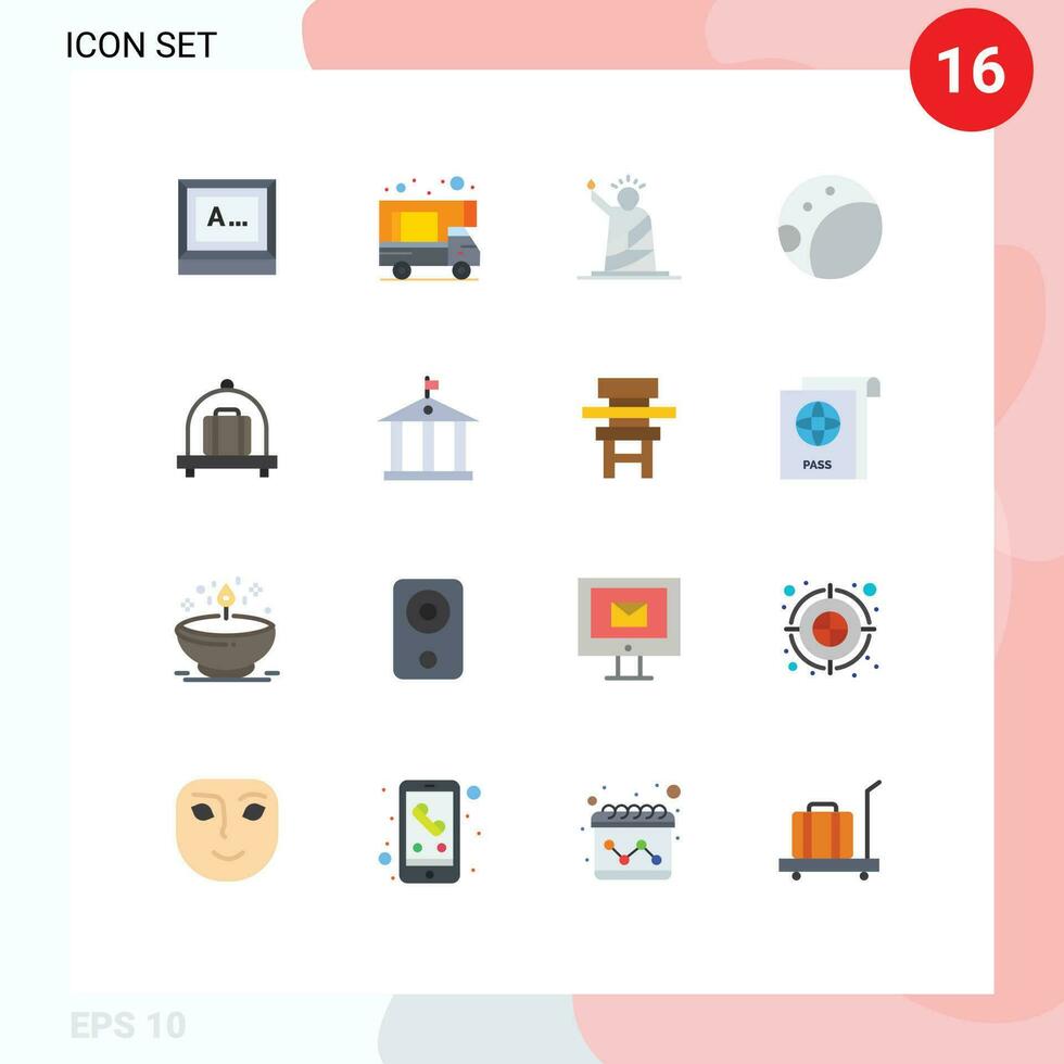 16 Creative Icons Modern Signs and Symbols of traveling luggage liberty baggage backside Editable Pack of Creative Vector Design Elements